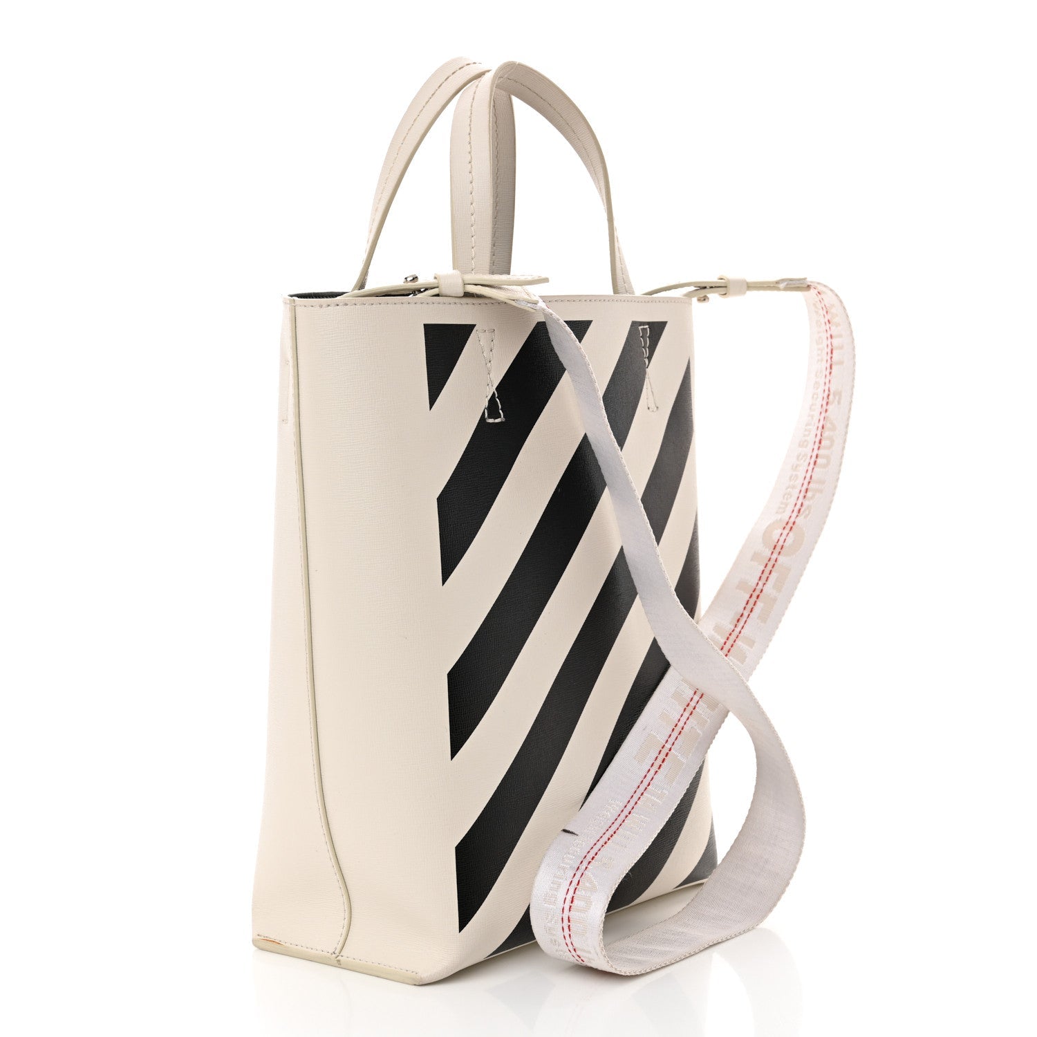 Saffiano Striped Diag Binder Crossbody White