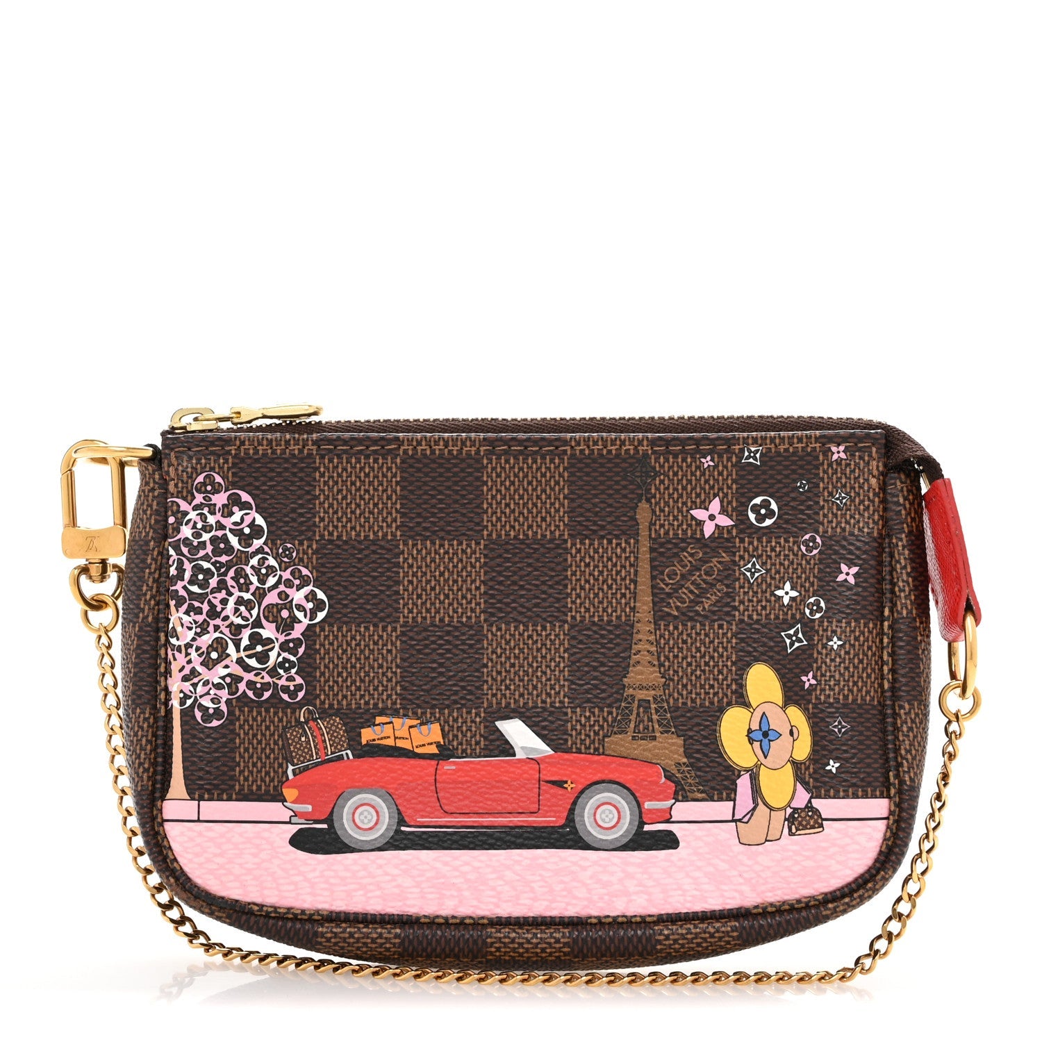 Damier Ebene 2019 Christmas Animation Mini Pochette Accessories Red