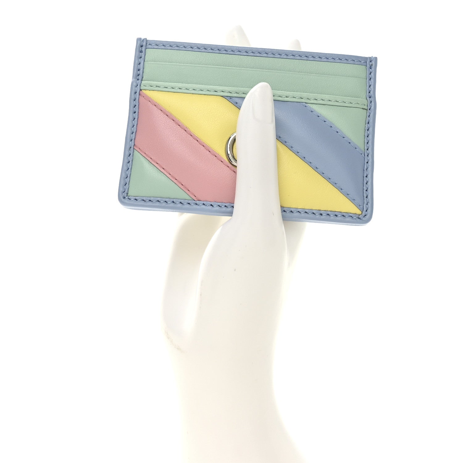 Calfskin Matelasse Diagonal GG Marmont  Holder Wallet Multicolor Pastel