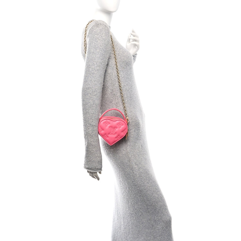 Calfskin Embroidered Monogram Pop My Heart Bag Pouch Dragon Fruit Pink