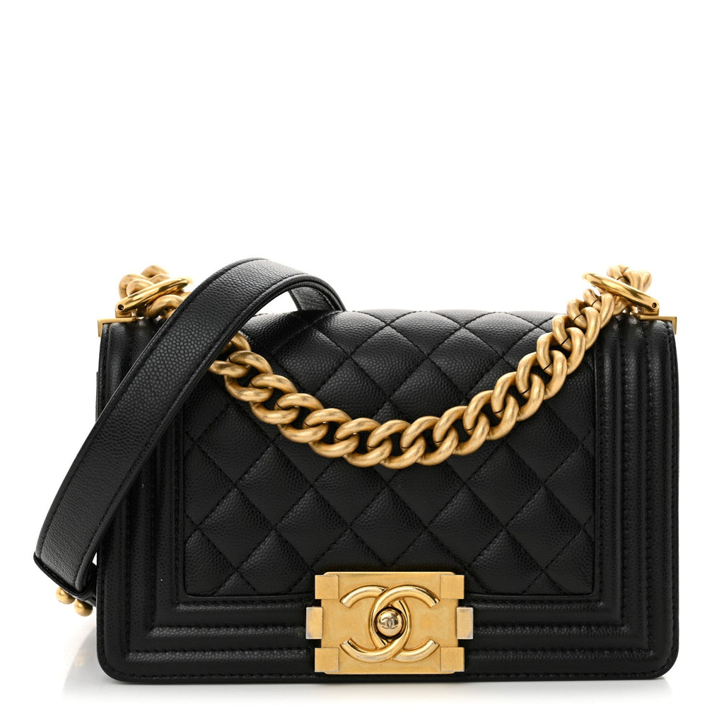 Caviar Quilted Small Boy Flap Black