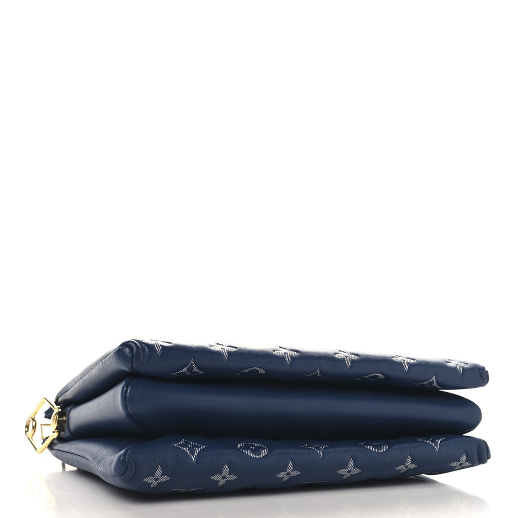 Lambskin Embossed Monogram Coussin PM Denim Blue