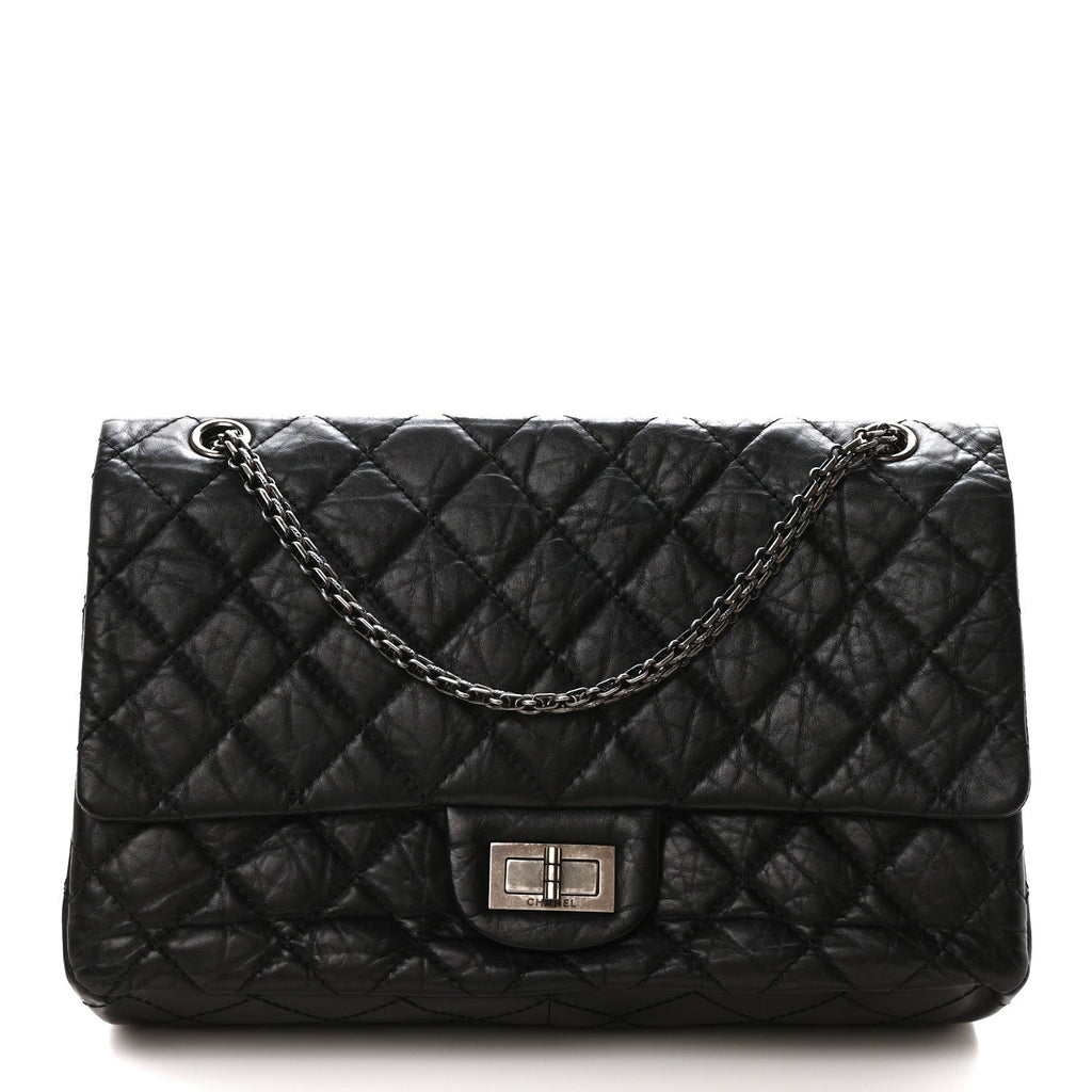Aged Calfskin Quilted 2.55 Reissue 226 Flap Black