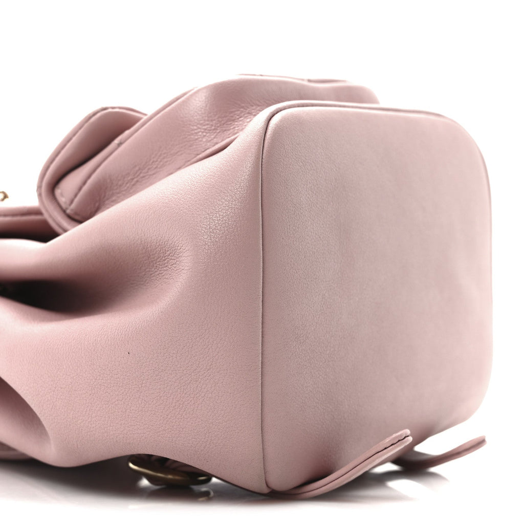 Lambskin Quilted Small Duma Drawstring Backpack Light Pink