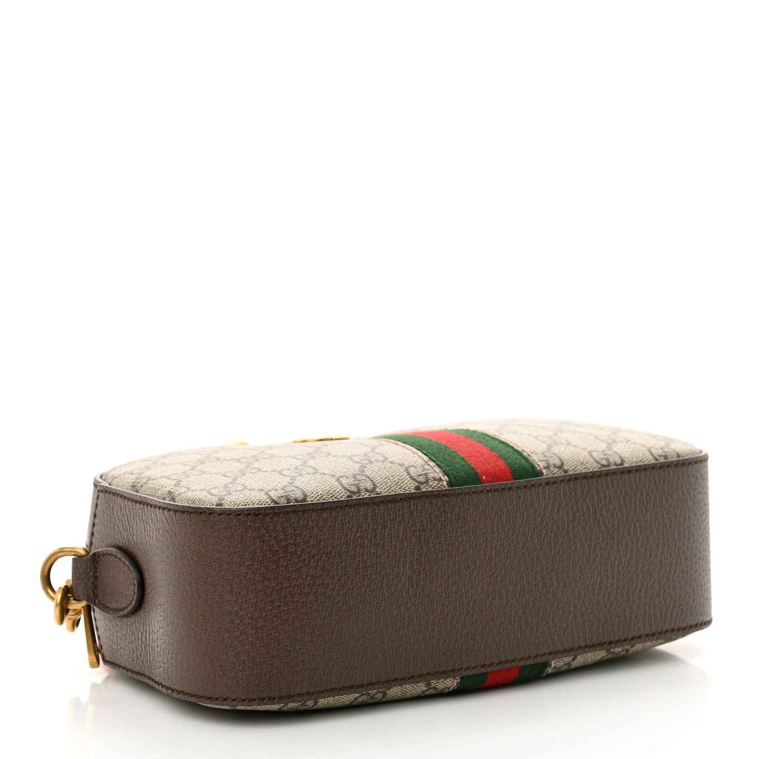 GG Supreme Monogram Textured Dollar Calfskin Web Ophidia Wristlet Shoulder Bag Beige Ebony New Acero