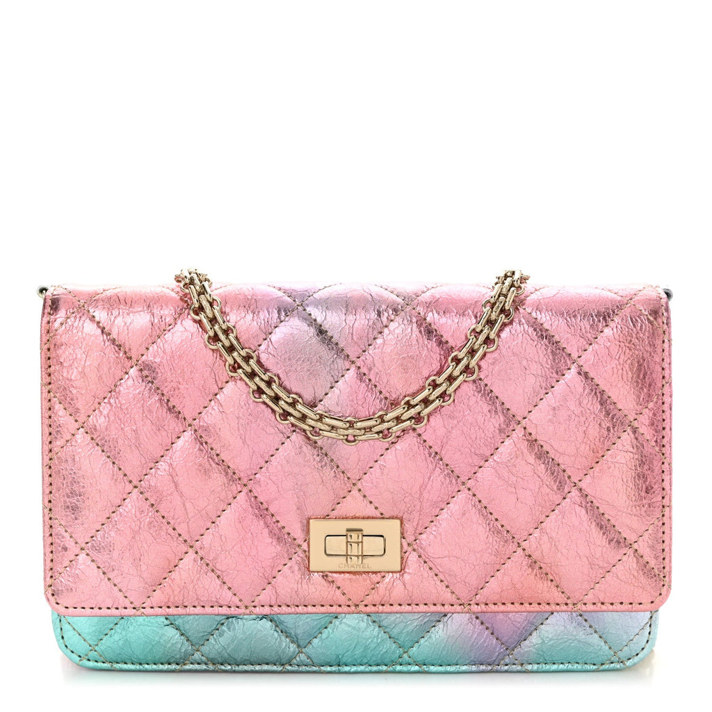 Metallic Goatskin Quilted 2.55 Reissue Wallet on Chain WOC Multicolor