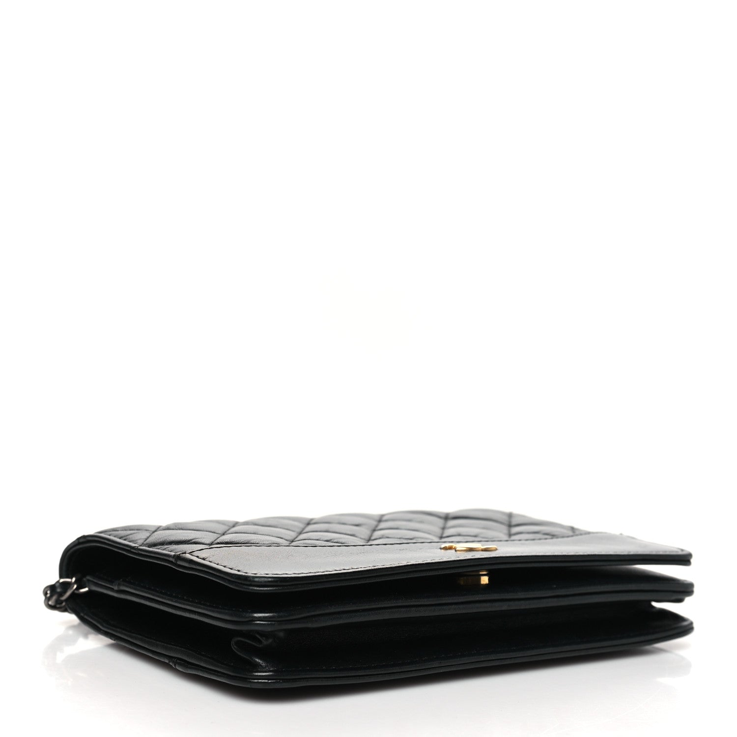 Aged Calfskin Quilted Gabrielle Wallet On Chain WOC Black