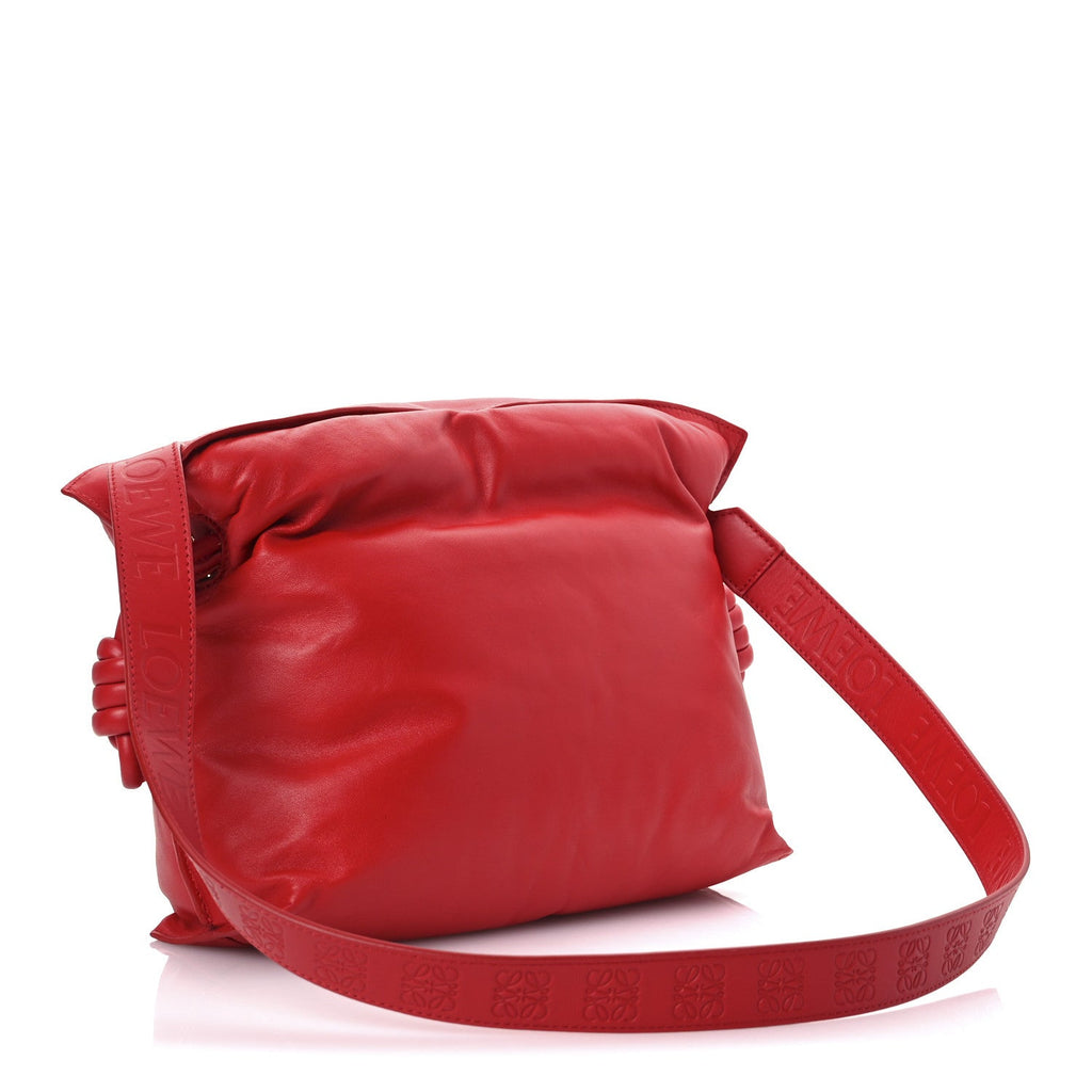Calfskin Flamenco Puffer Knot Bag Red