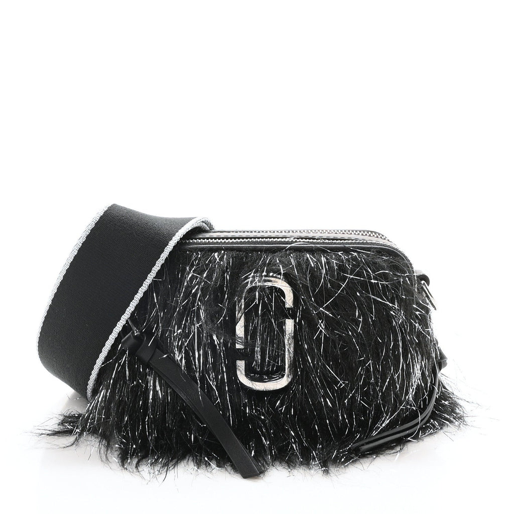Faux Fur The Monster Snapshot Camera Bag Black Silver