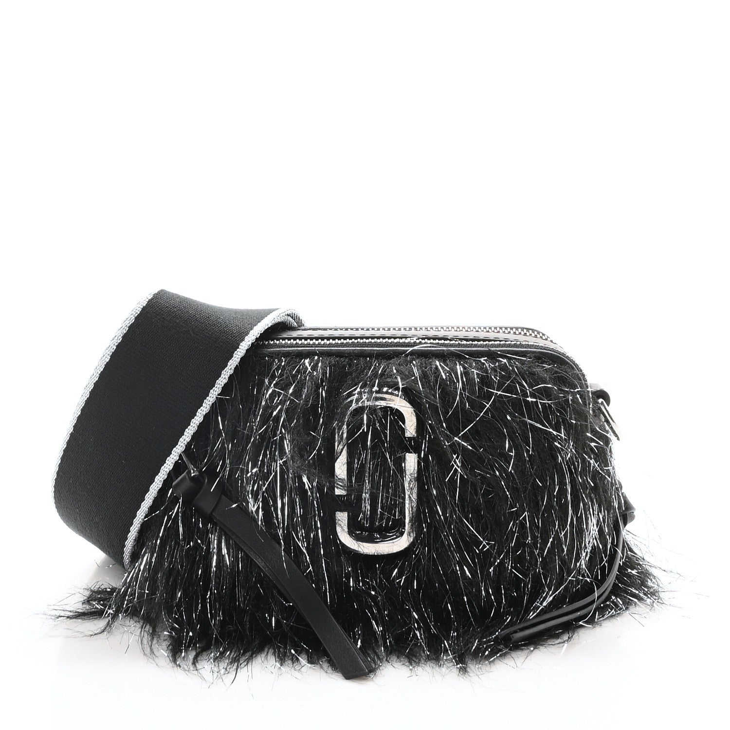 Faux Fur The Monster Snapshot Camera Bag Black Silver