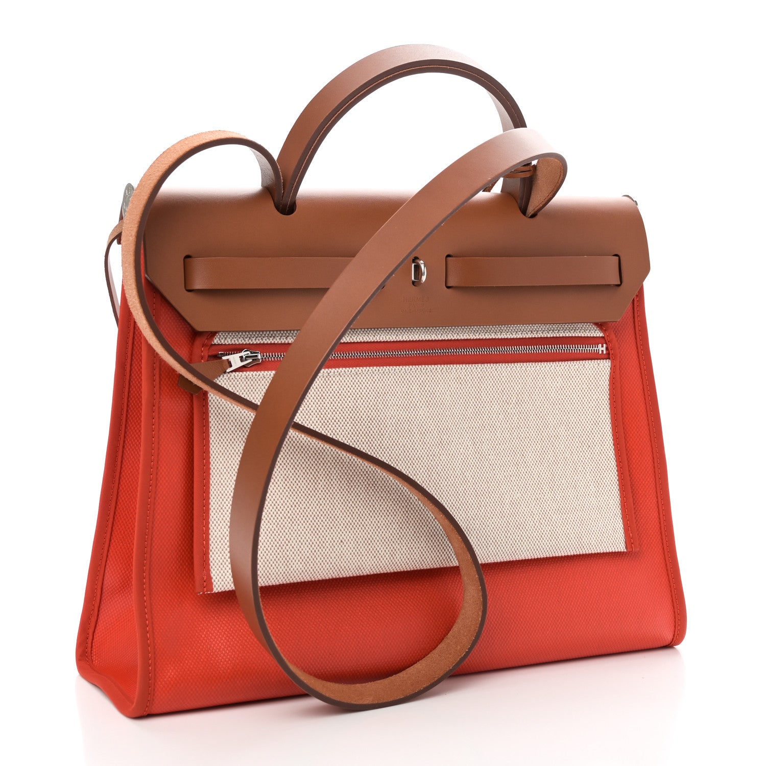 Toile H Berline Vache Hunter Herbag Zip 31 PM Orange Mecano Fauve