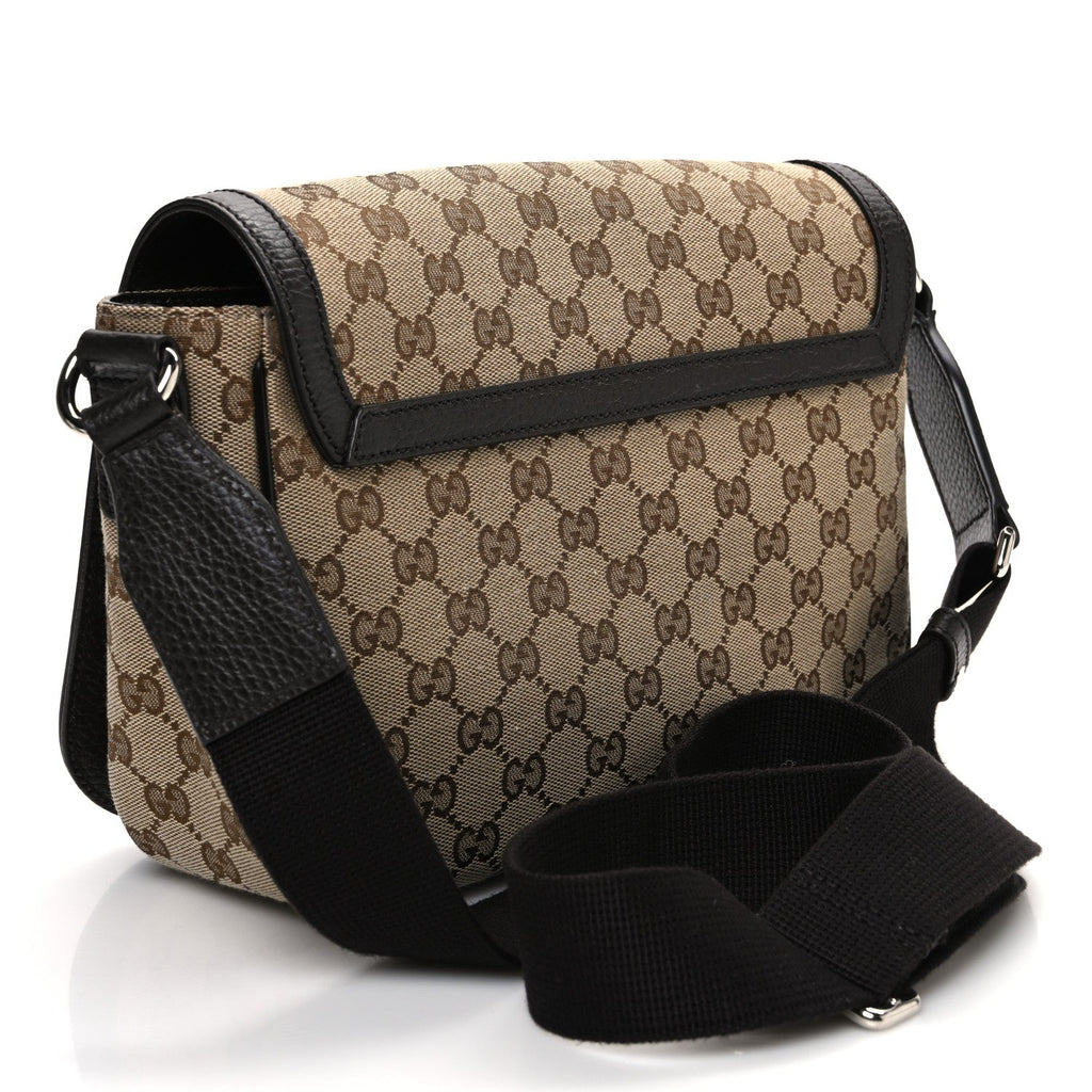 Monogram Flap Messenger Bag Beige Dark Brown