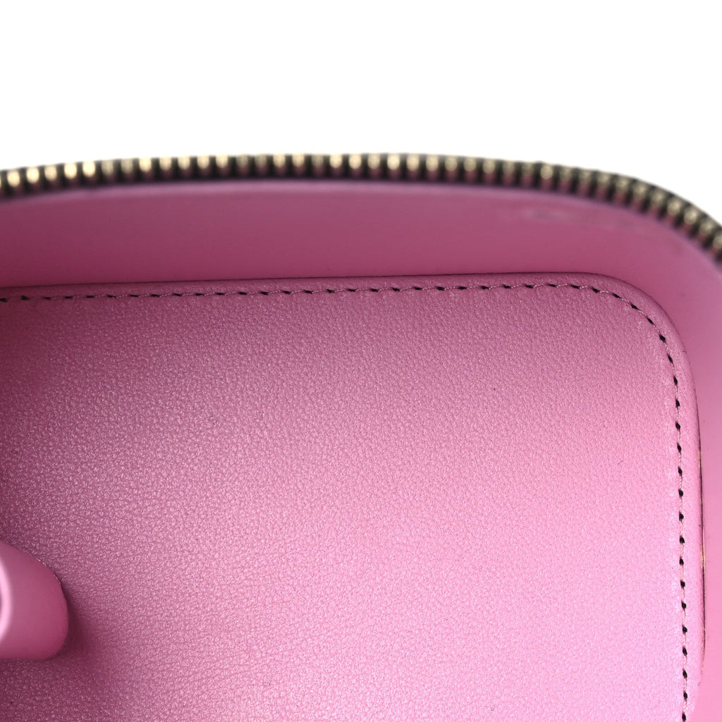 Lambskin Quilted Top Handle Mini Vanity Case With Chain Black Pink