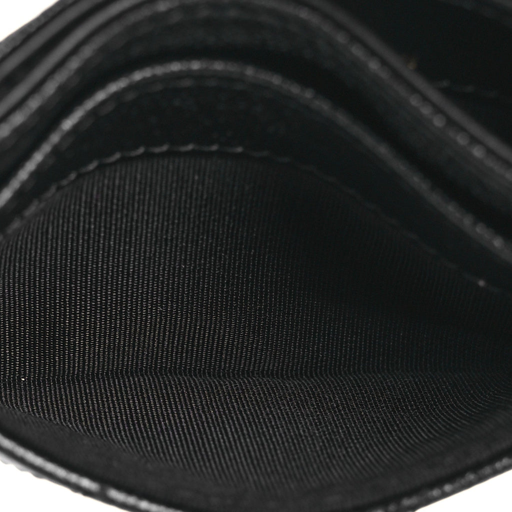 Caviar Quilted Studded CC  Holder Black