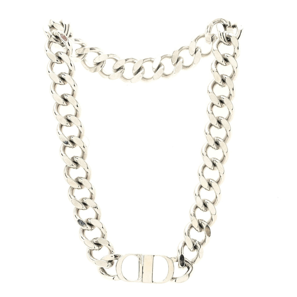 Brass CD Icon Chain Link Necklace Silver