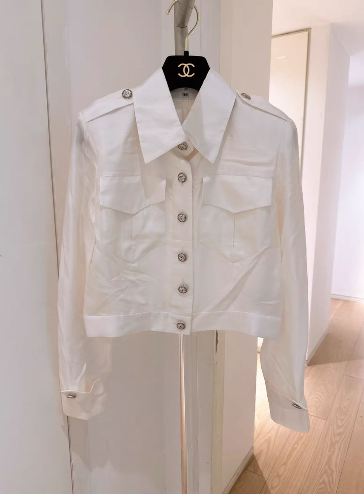 Chanel 19 white silk jacket