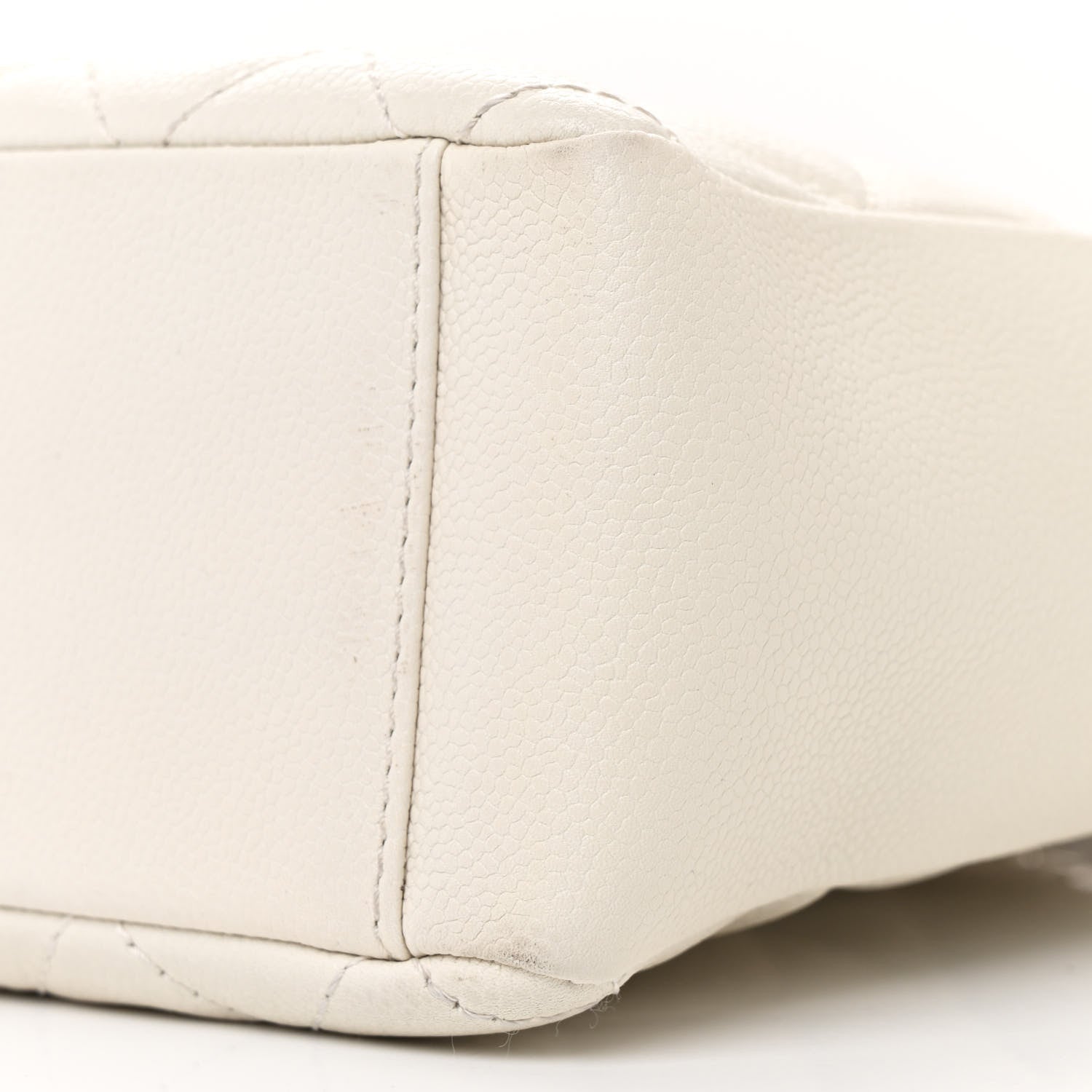 Caviar Quilted Petit Shopping Tote PST White