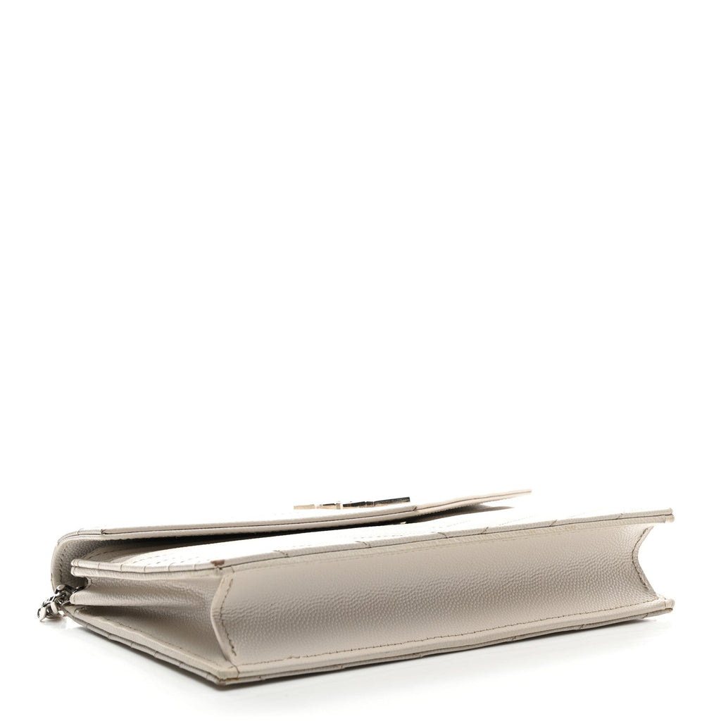 Grain De Poudre Matelasse Chevron Monogram Envelope Chain Wallet Crema Soft