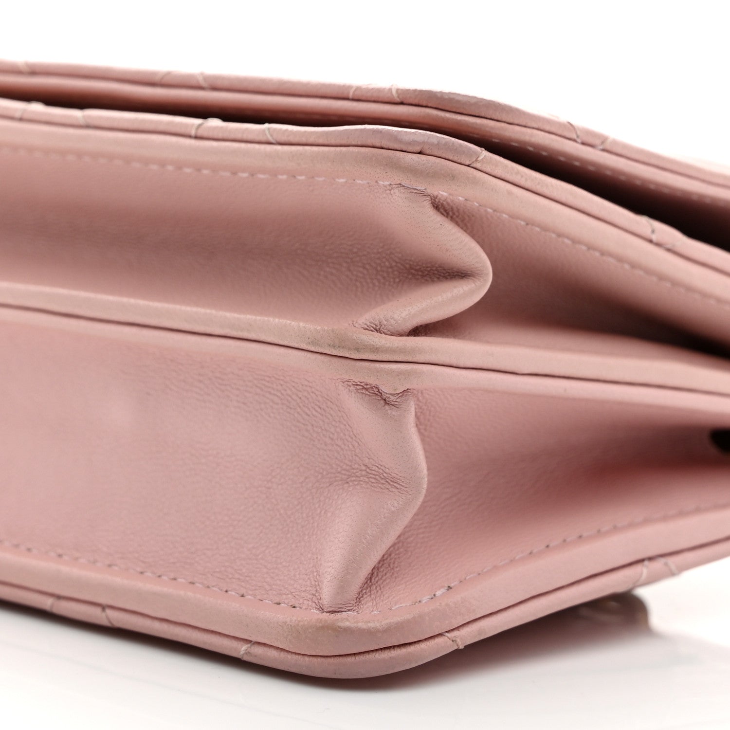 Lambskin Quilted CC Pearl Enamel Clutch on Chain WOC Light Pink