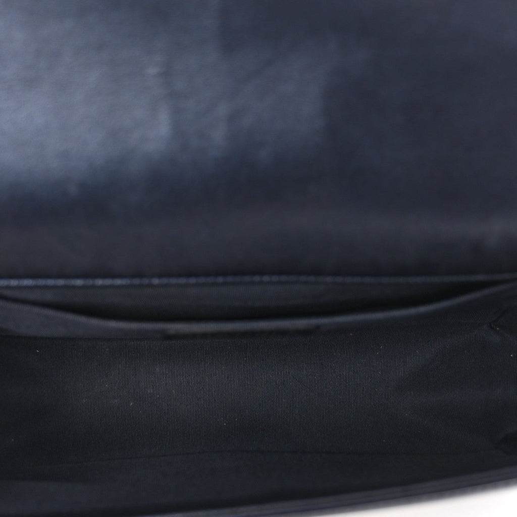 Lambskin Embossed Medium Boy Cube Flap Navy