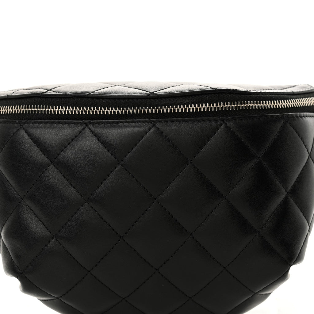 Calfskin Quilted Uniform Waist Belt Bag Black