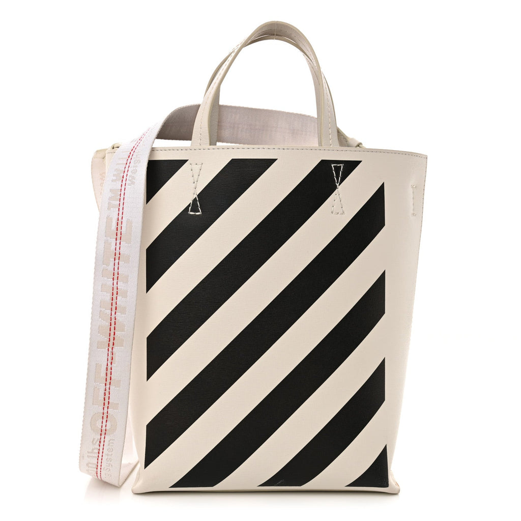 Saffiano Striped Diag Binder Crossbody White