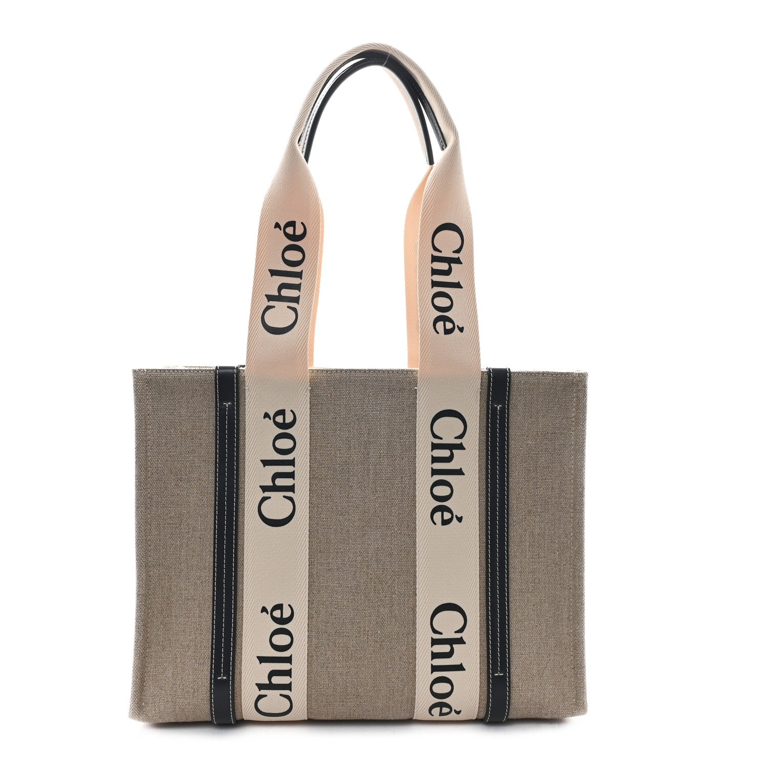 Cotton Calfskin Medium Woody Ribbon Tote White Blue