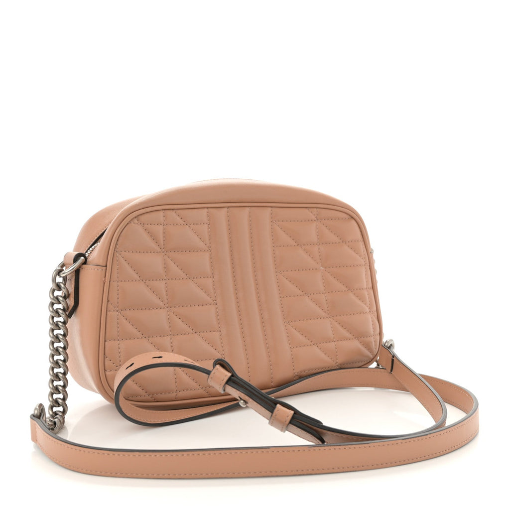 Calfskin Matelasse Aria Small GG Marmont Chain Shoulder Bag Camelia
