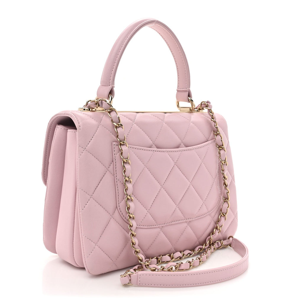 Lambskin Quilted Small Trendy CC Flap Dual Handle Bag Light Pink