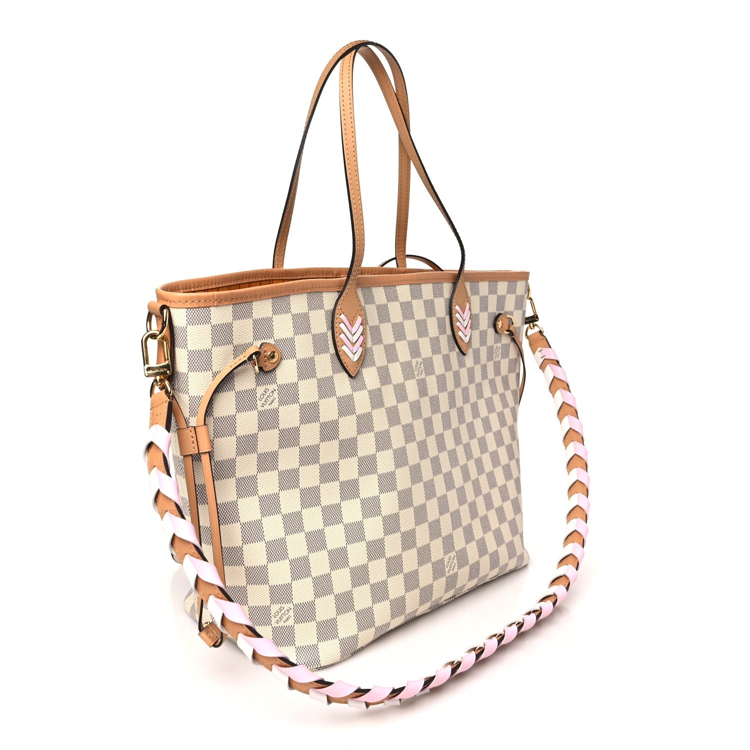 Damier Azur Braided Neverfull MM Orange