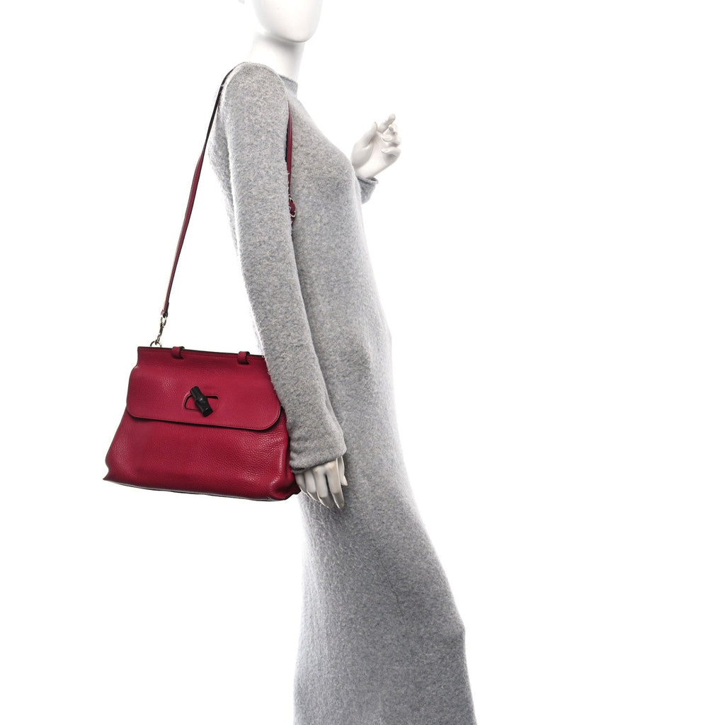 Cellarius Calfskin Medium Bamboo Daily Top Handle Bag Hibiscus Red