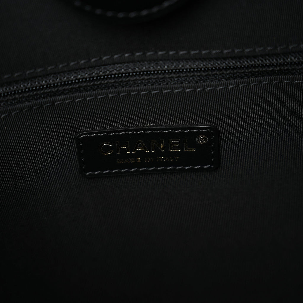 Aged Calfskin Small Charms Deauville Tote Black