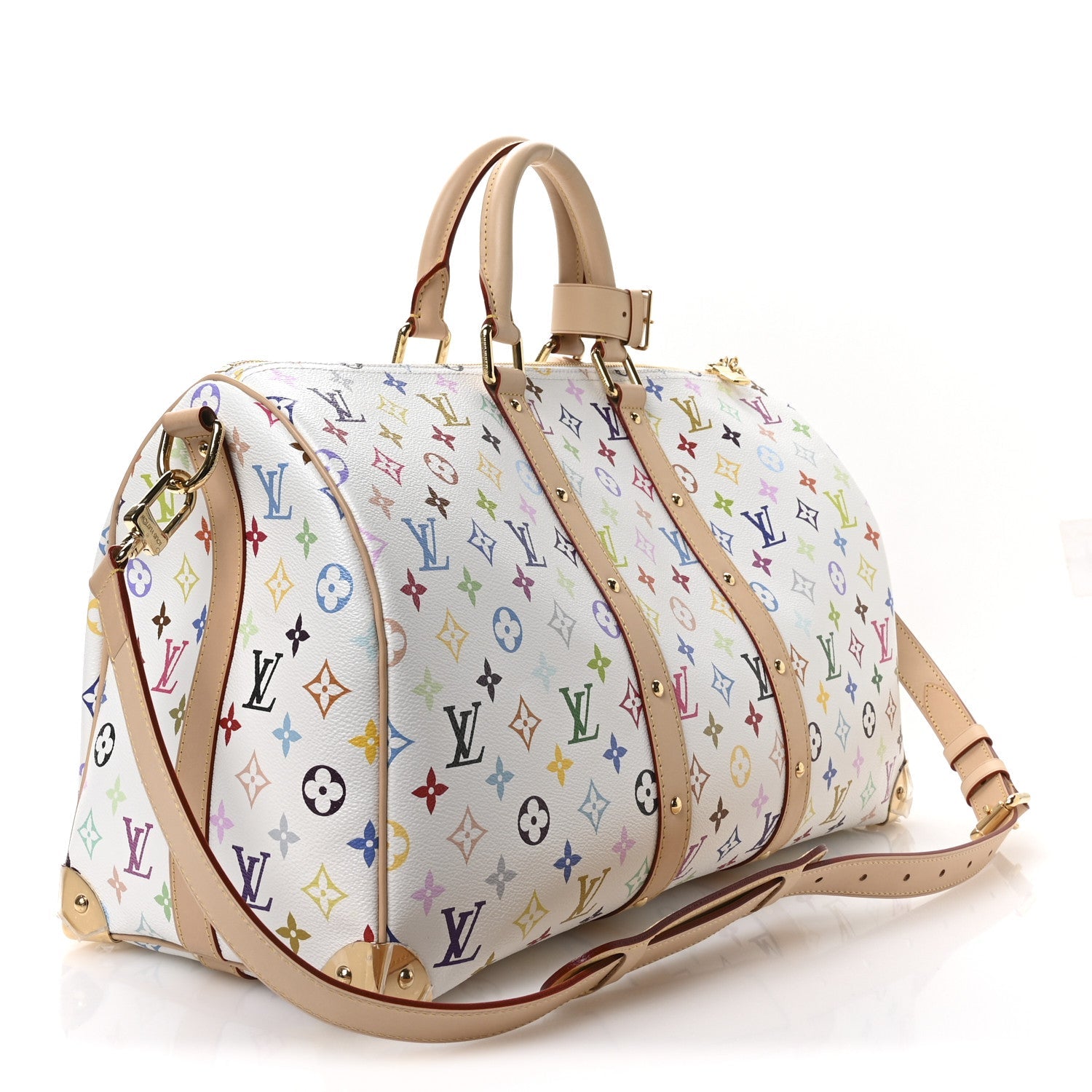 LV X TM Monogram Multicolor Keepall Bandouliere 45 White