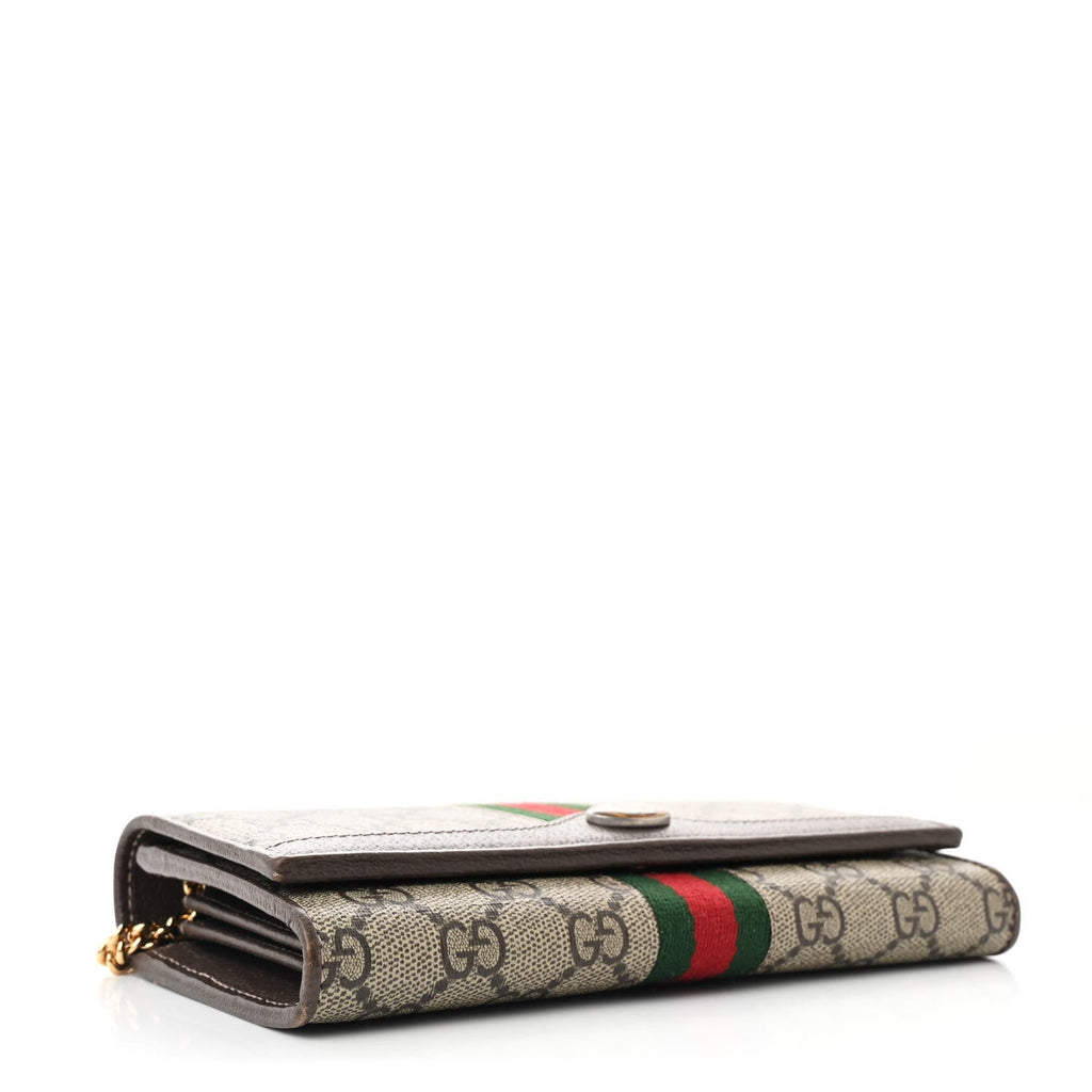 GG Supreme Monogram Web Ophidia Wallet On Chain Brown