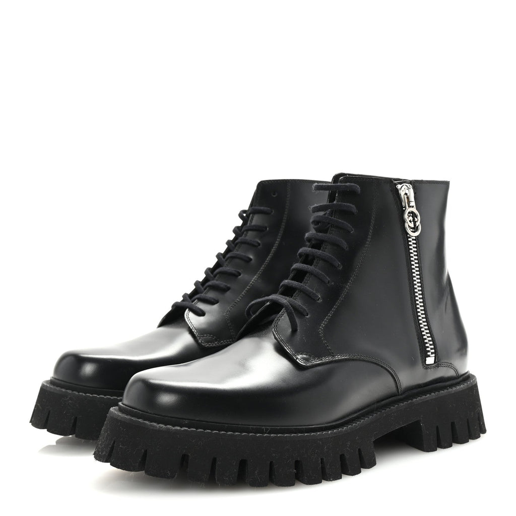 Calfskin Mens Novo Lug Sole Ankle Boots 9.5 Black