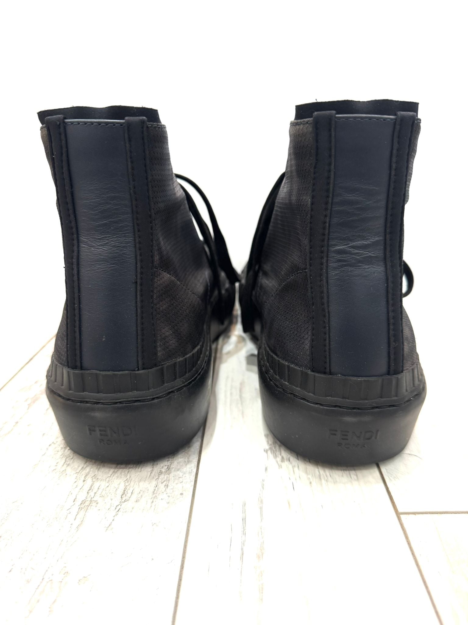 FENDI FABRIC JACQUARD FF FORCE HIGH TOP SNEAKERS