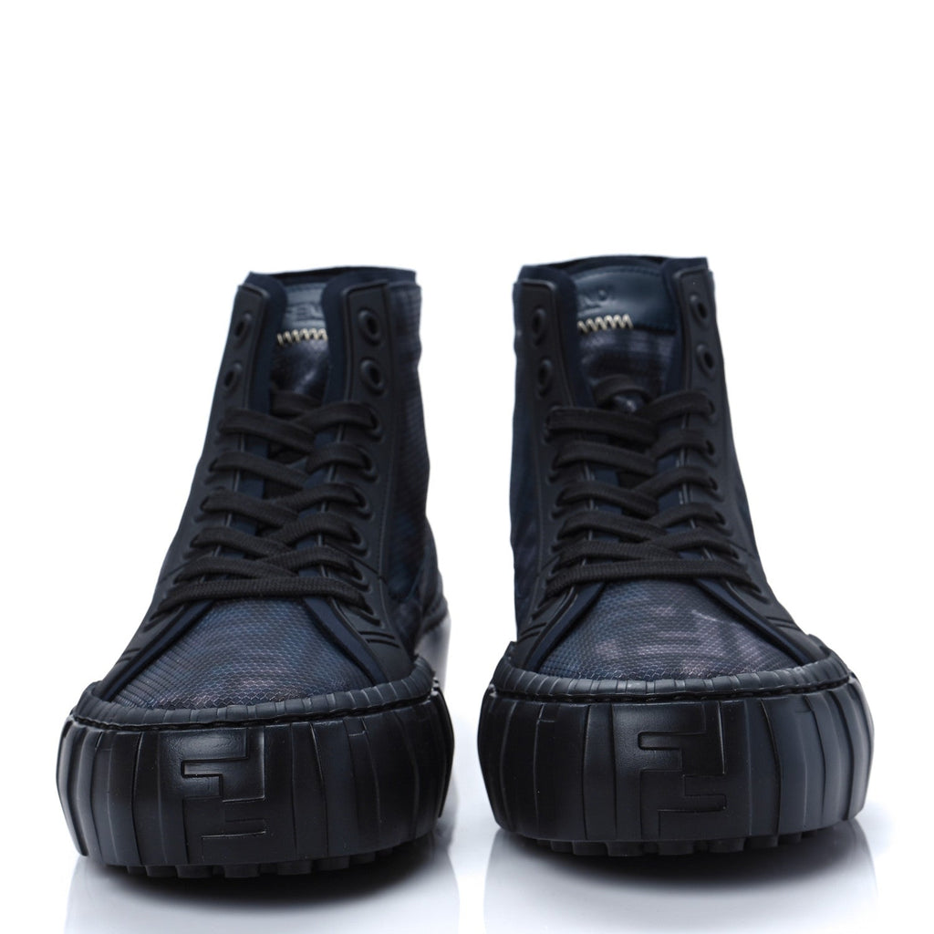 FENDI FABRIC JACQUARD FF FORCE HIGH TOP SNEAKERS
