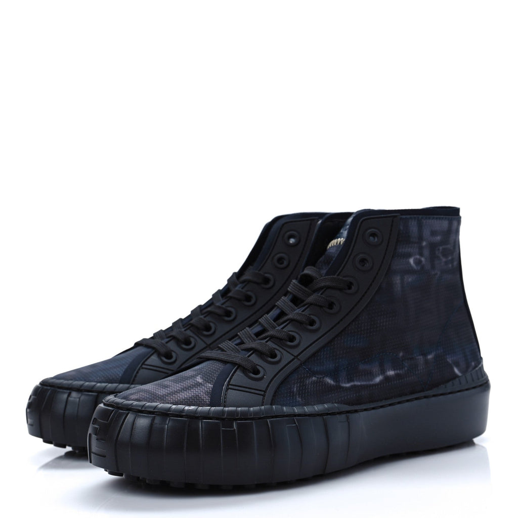 FENDI FABRIC JACQUARD FF FORCE HIGH TOP SNEAKERS