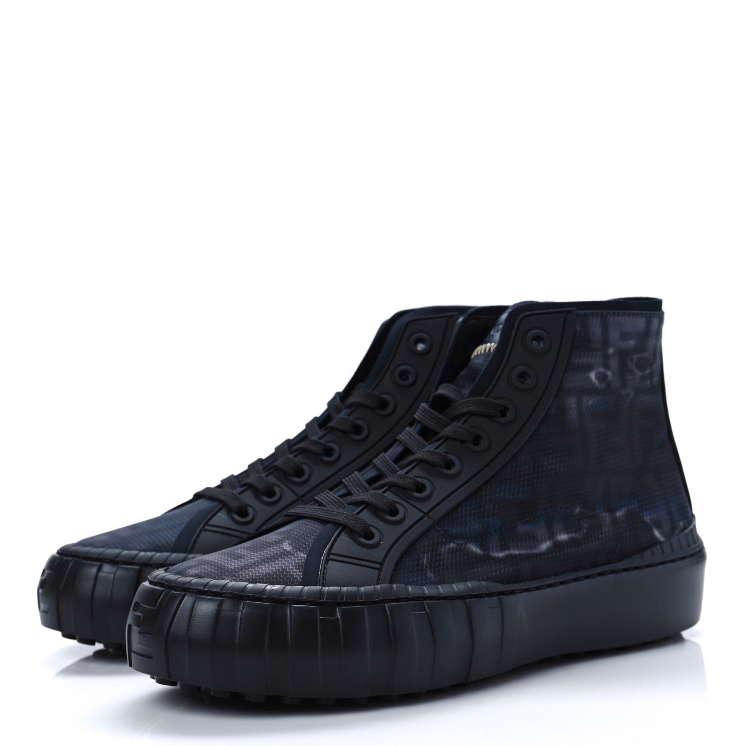 FENDI FABRIC JACQUARD FF FORCE HIGH TOP SNEAKERS