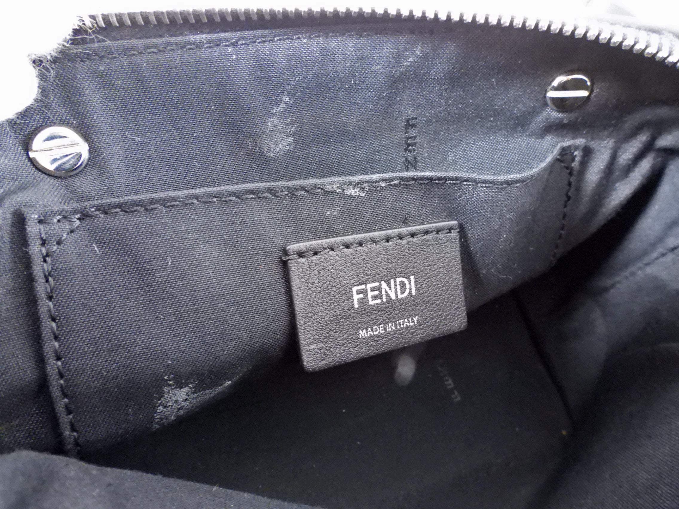 Fendi Black Leather Mini By The Way Red Crystal Crossbody Bag