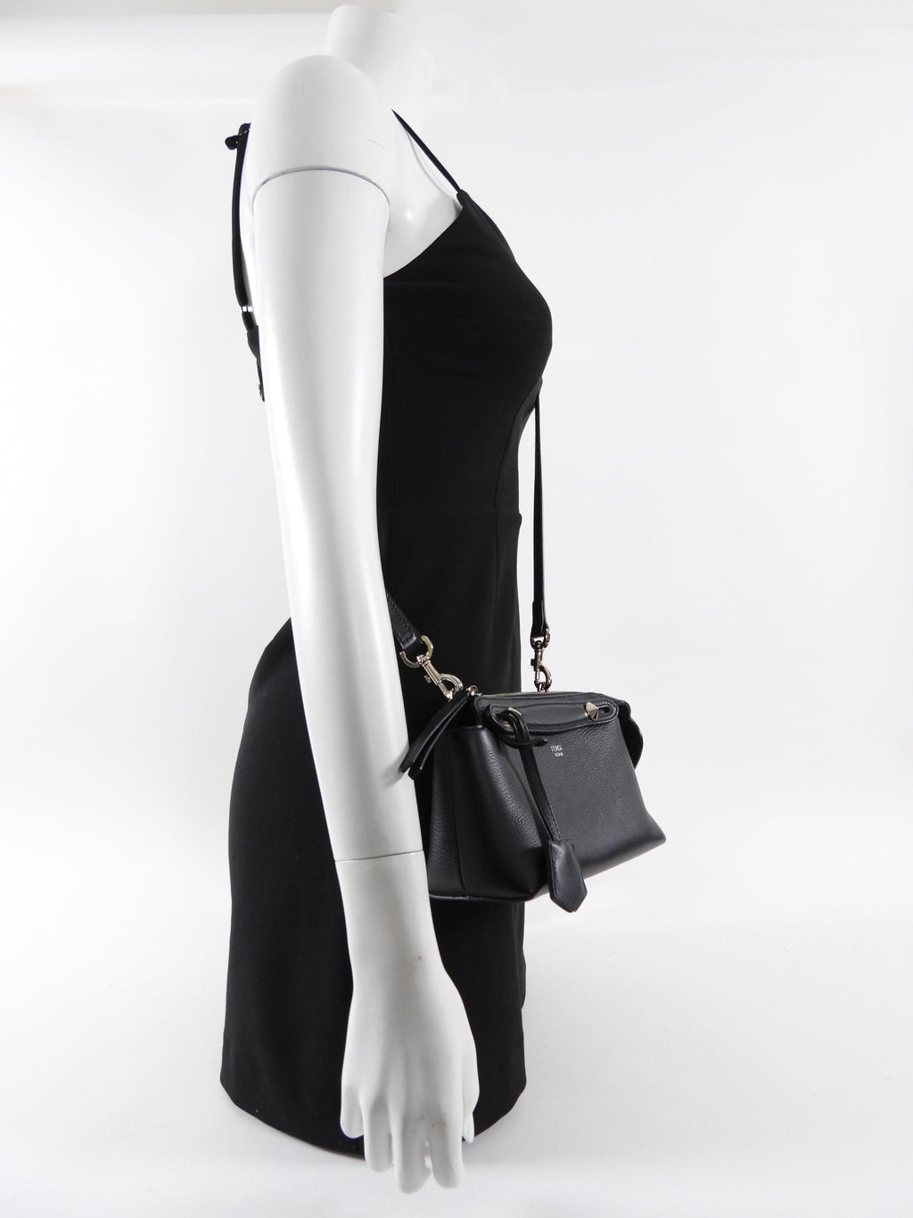 Fendi Black Leather Mini By The Way Red Crystal Crossbody Bag