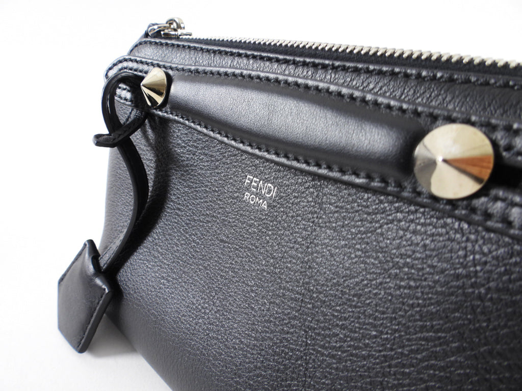Fendi Black Leather Mini By The Way Red Crystal Crossbody Bag