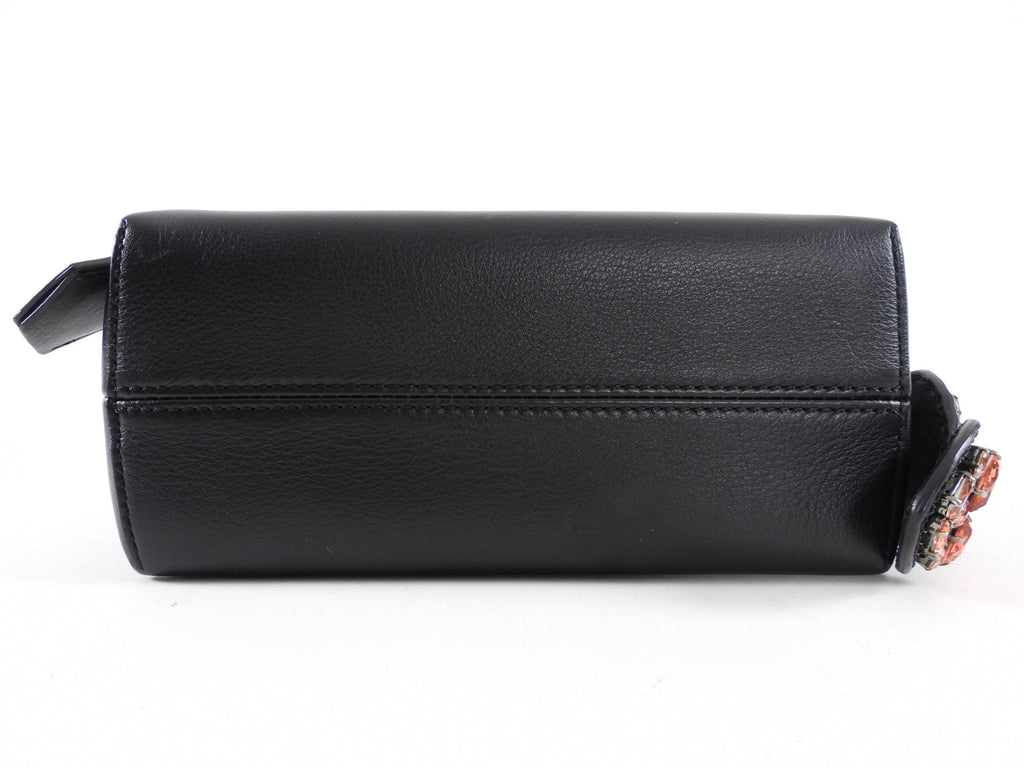Fendi Black Leather Mini By The Way Red Crystal Crossbody Bag