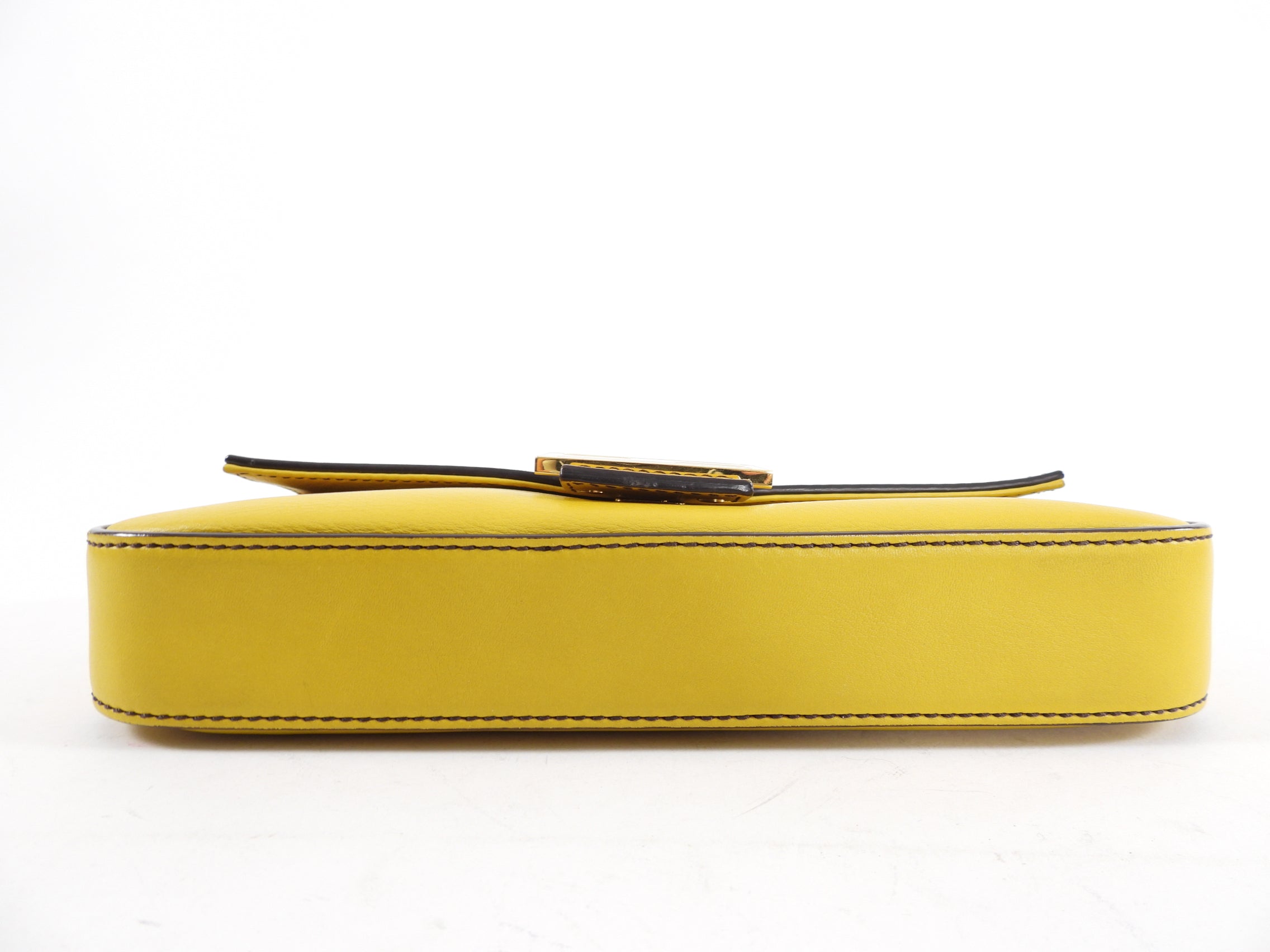Fendi Mustard Yellow Baguette Bag with Enamel Clasp