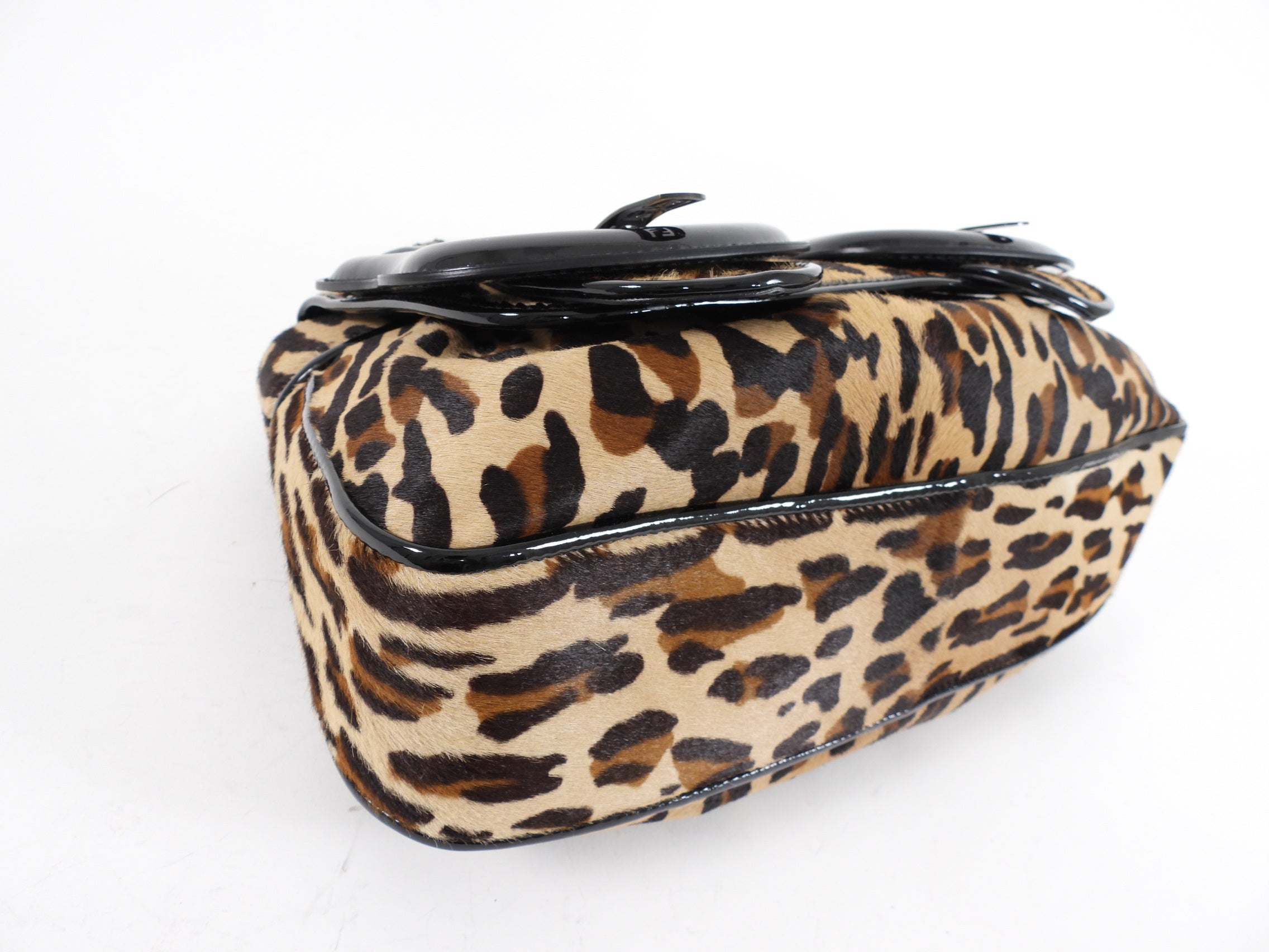 Fendi Vintage 2006 Leopard Print Pony Hair Patent B Bag