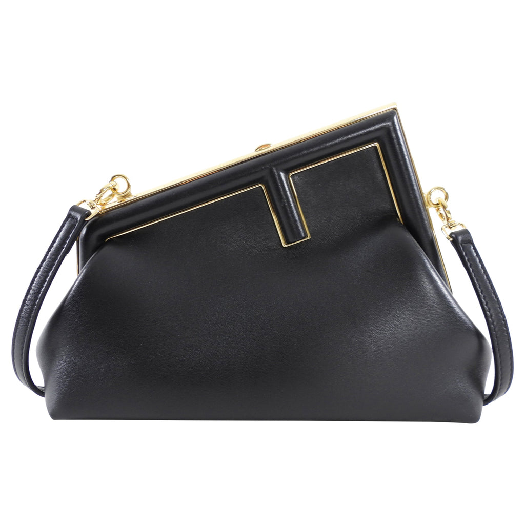 Fendi Black Smooth Leather Small First Bag