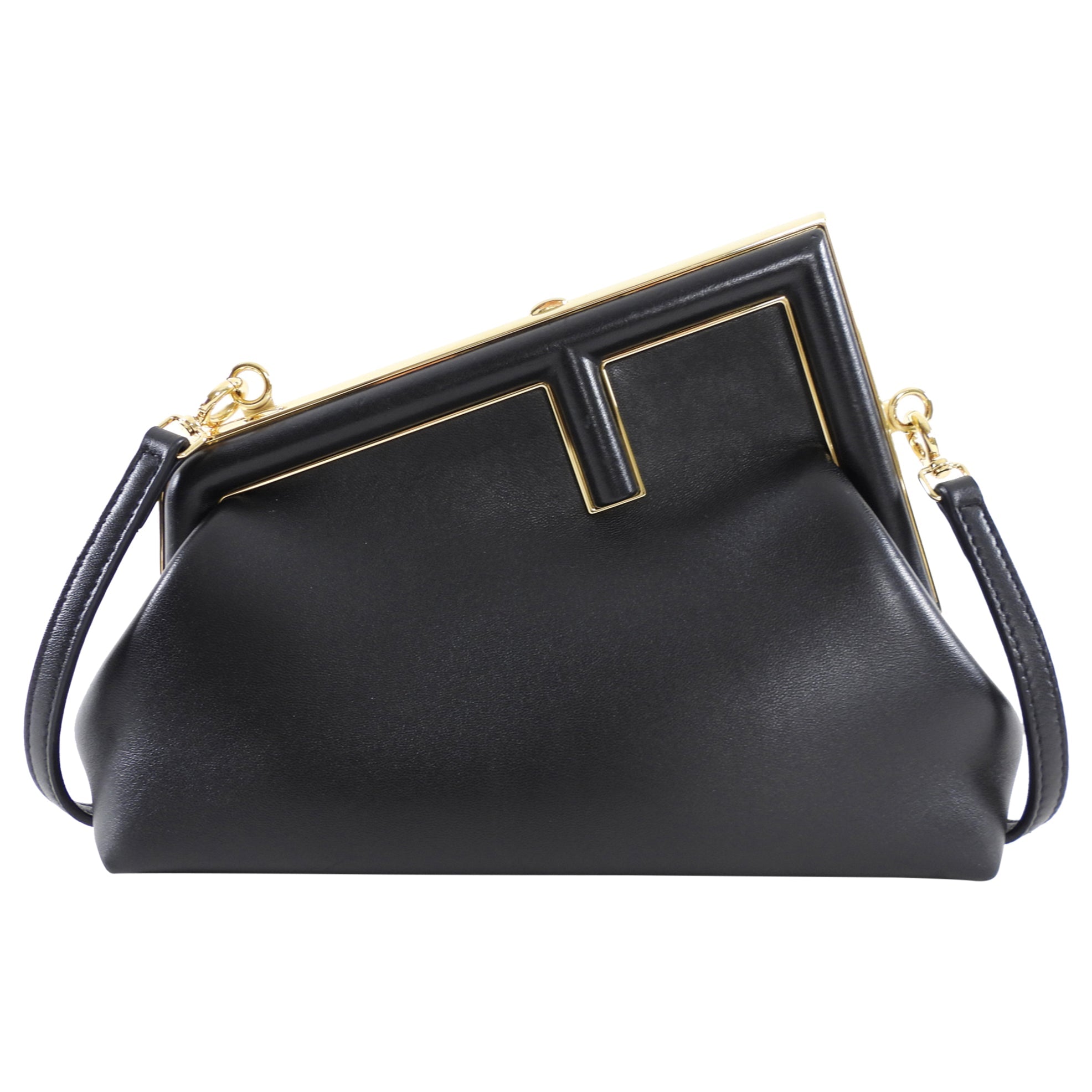 Fendi Black Smooth Leather Small First Bag