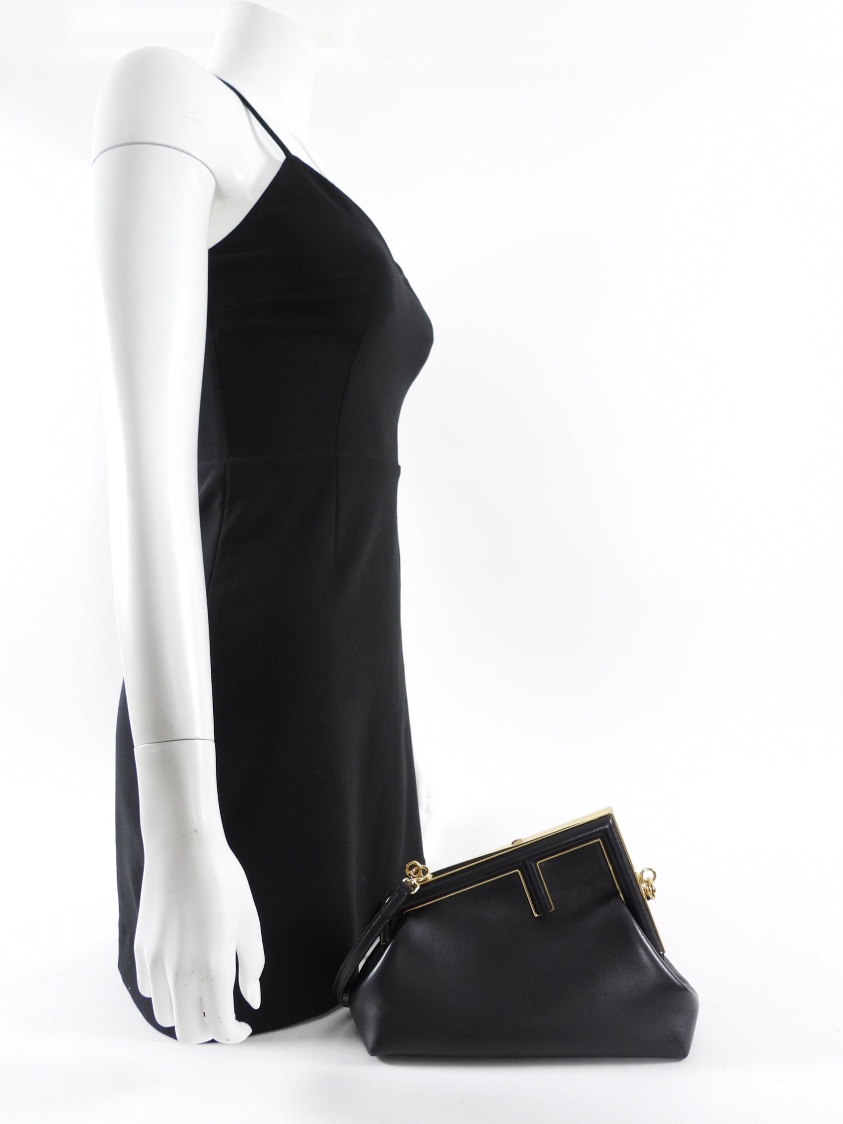 Fendi Black Smooth Leather Small First Bag