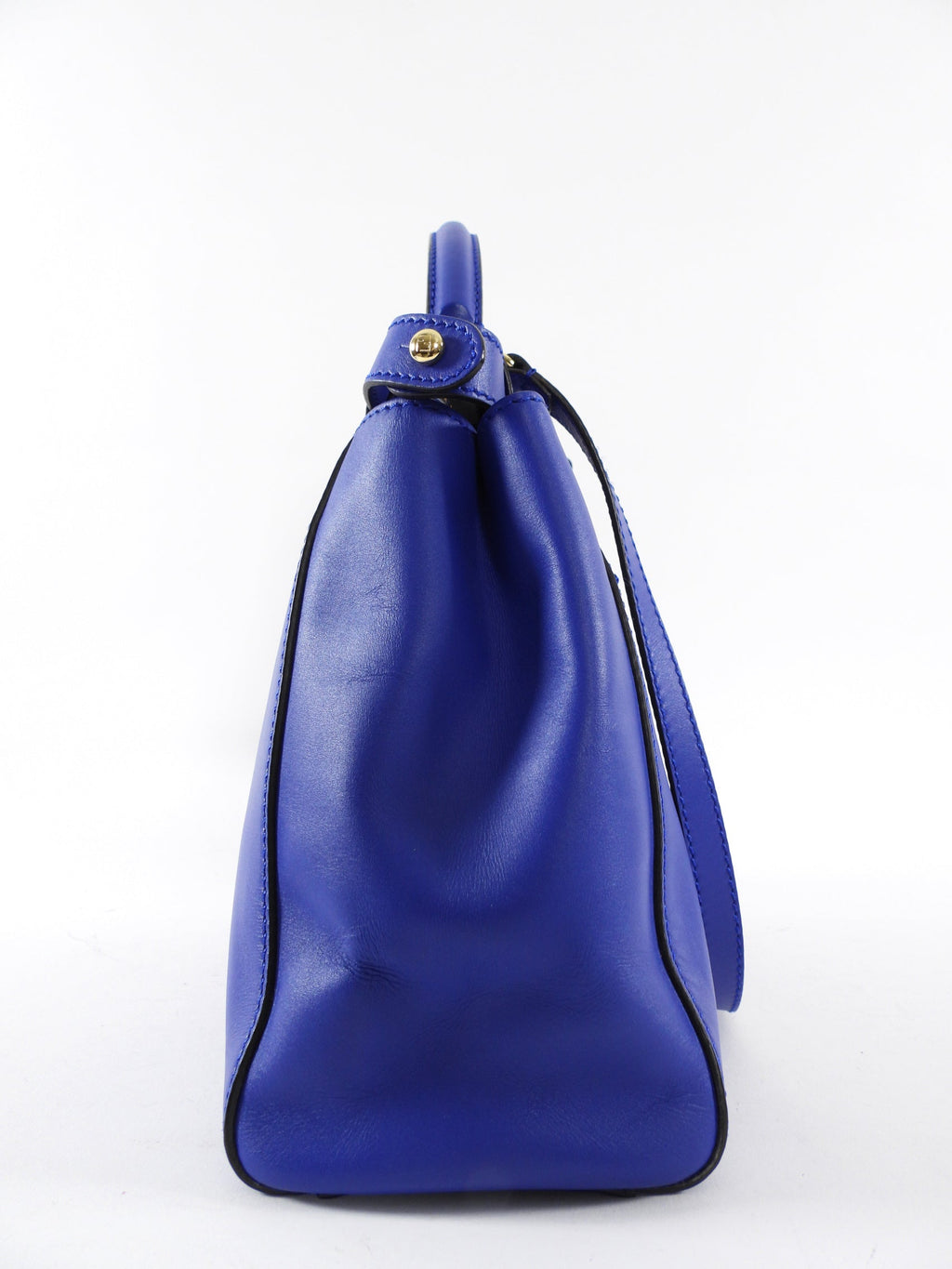 Fendi Blue Leather Peekaboo Medium Bag with Pequin Lining