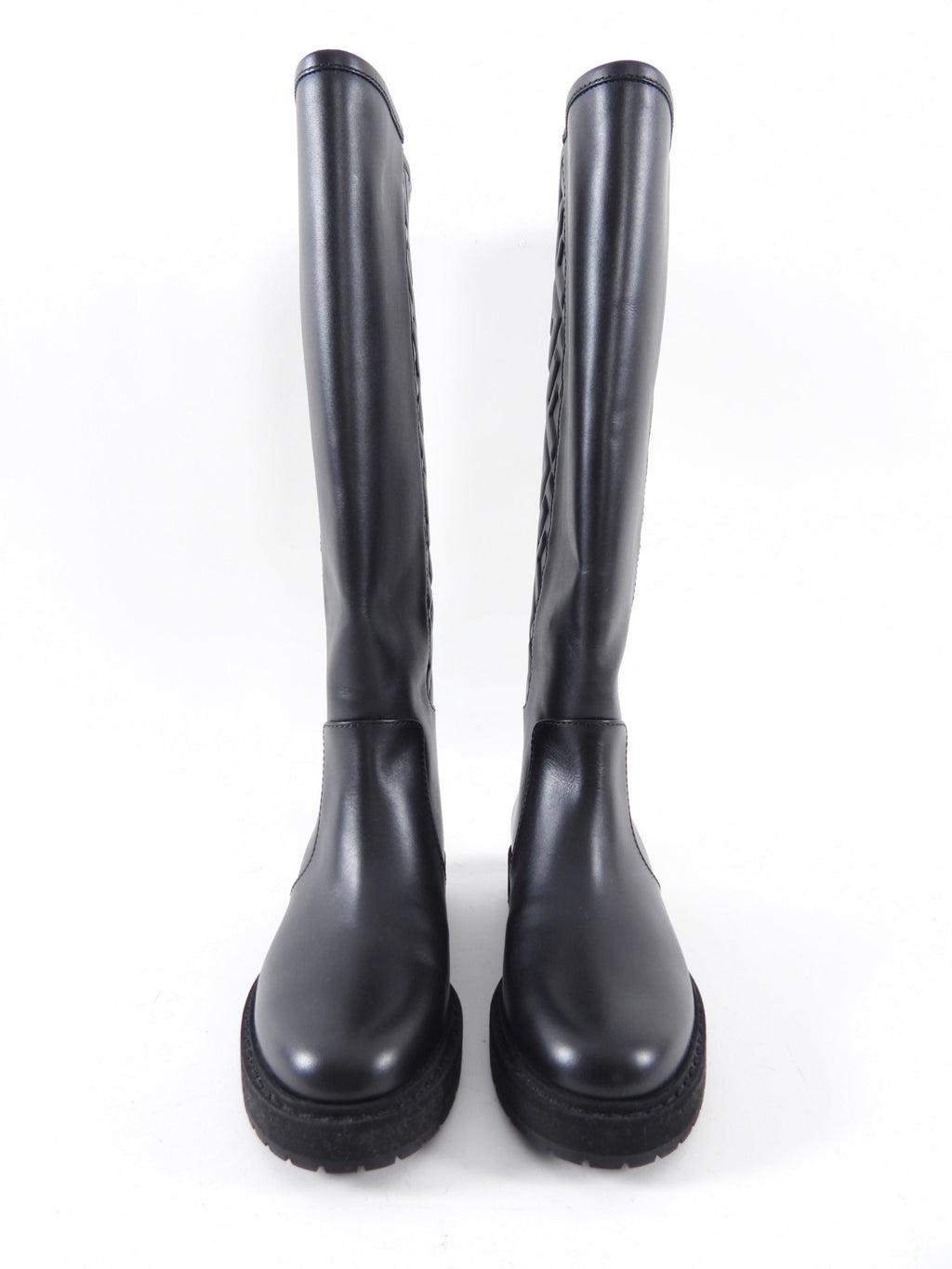 Fendi FF Embossed Black Leather Tall Boot - 36